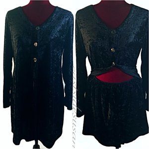 Vtg 80s Crushed Velvet Fly Away Mini Dress w Shorts Goth🦇